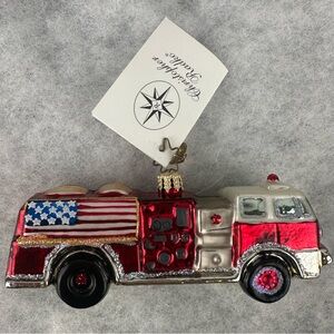 Christopher Radko Glory To The Rescue Fire Truck Hand Blown Glass Ornament & Box